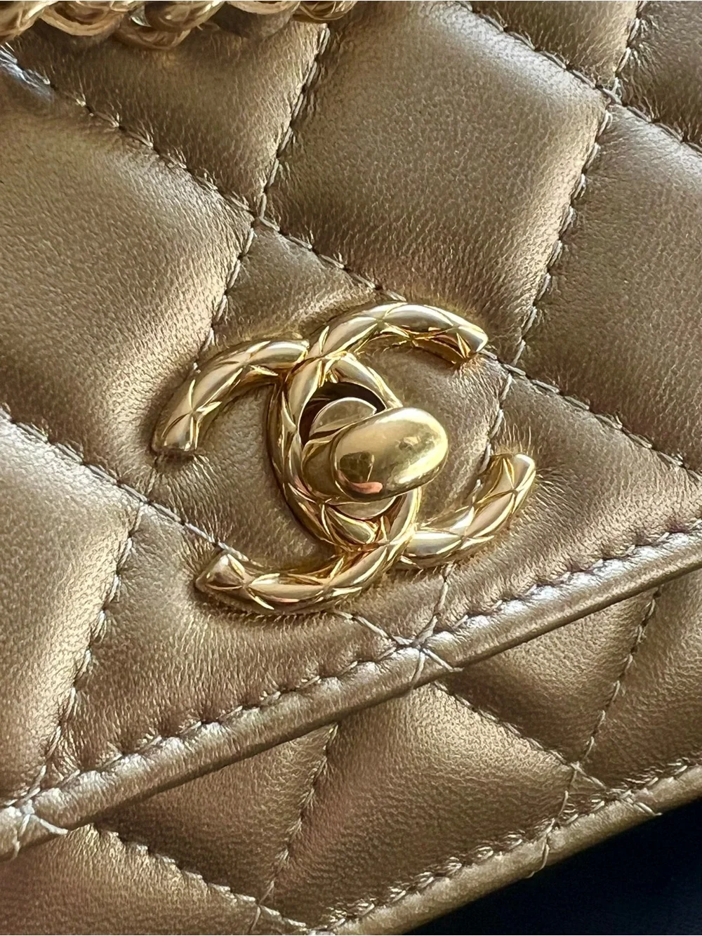 Chanel Metallic Gold Wallet on chain WOC